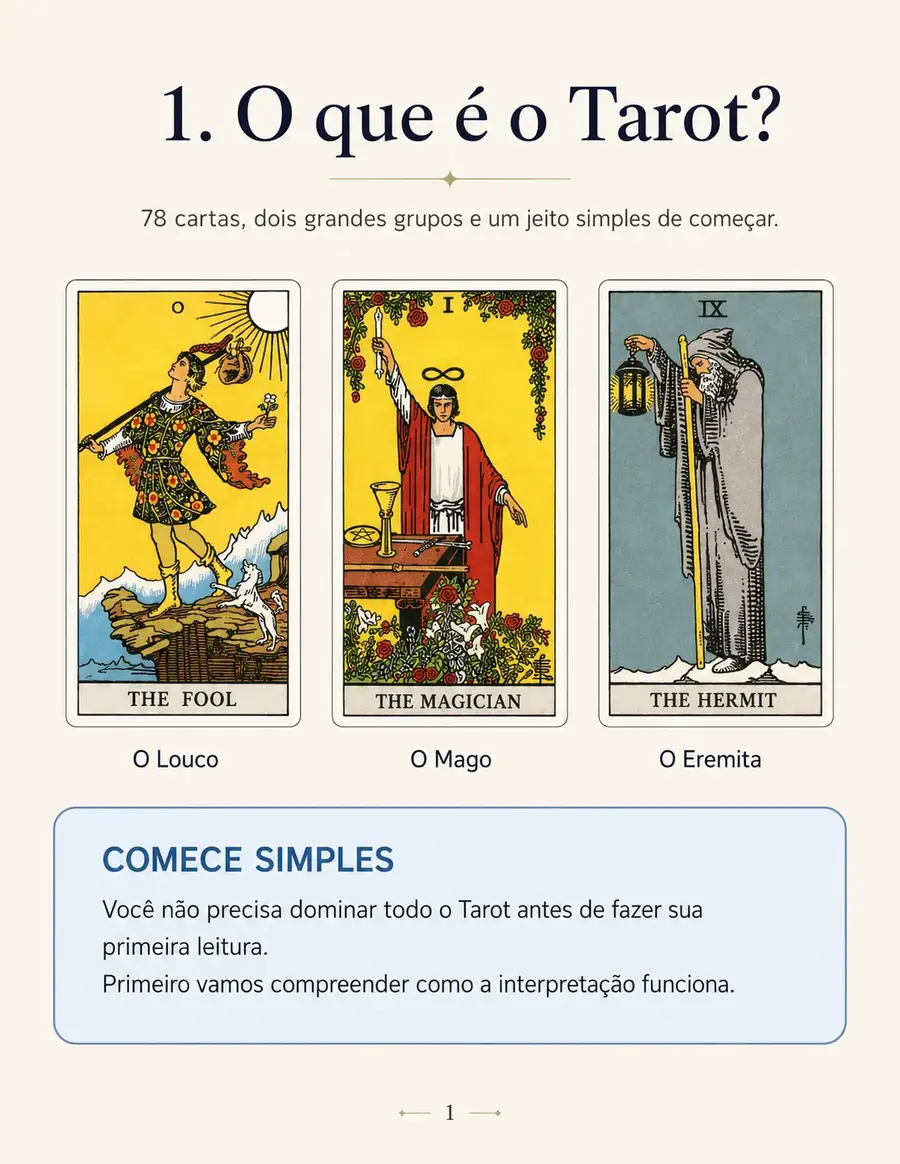 Página de introdução ao Tarot